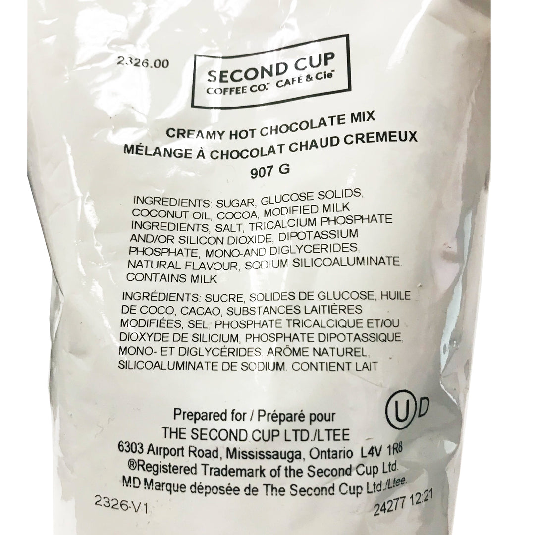 Second Cup Creamy Milk Hot Chocolate Mix, 907g