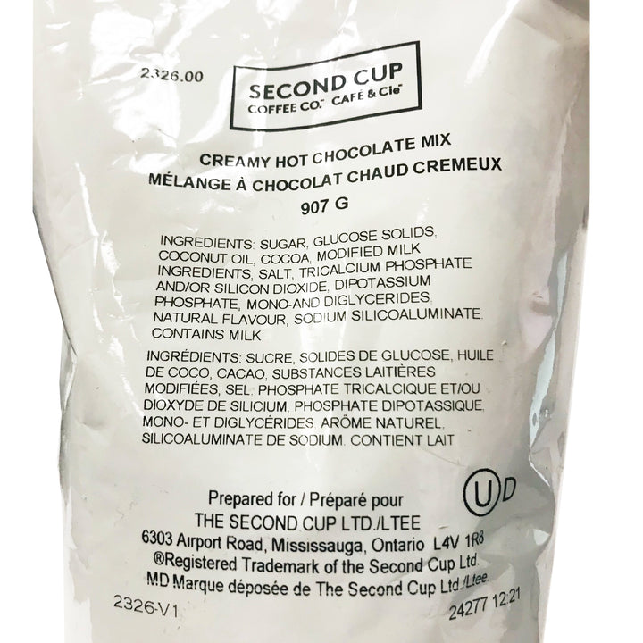 Second Cup Creamy Milk Hot Chocolate Mix, 907g