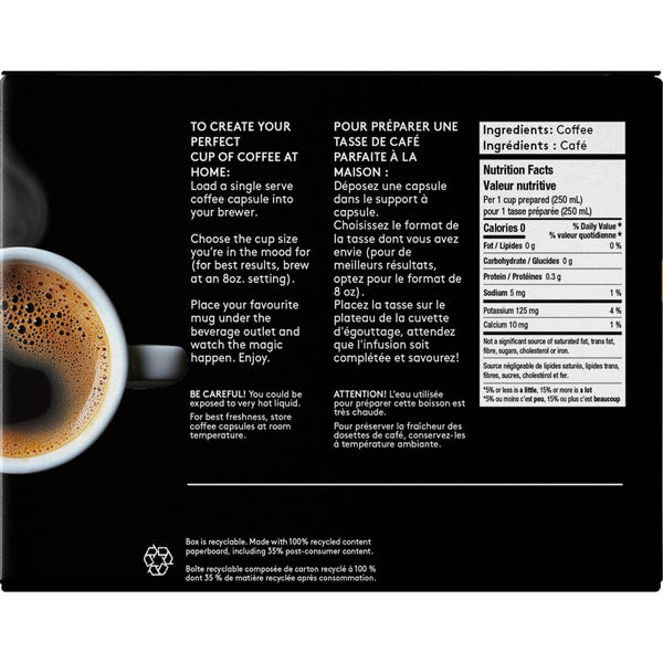 Second Cup Espresso Dark Roast Single Serve Coffee 24 Pack
