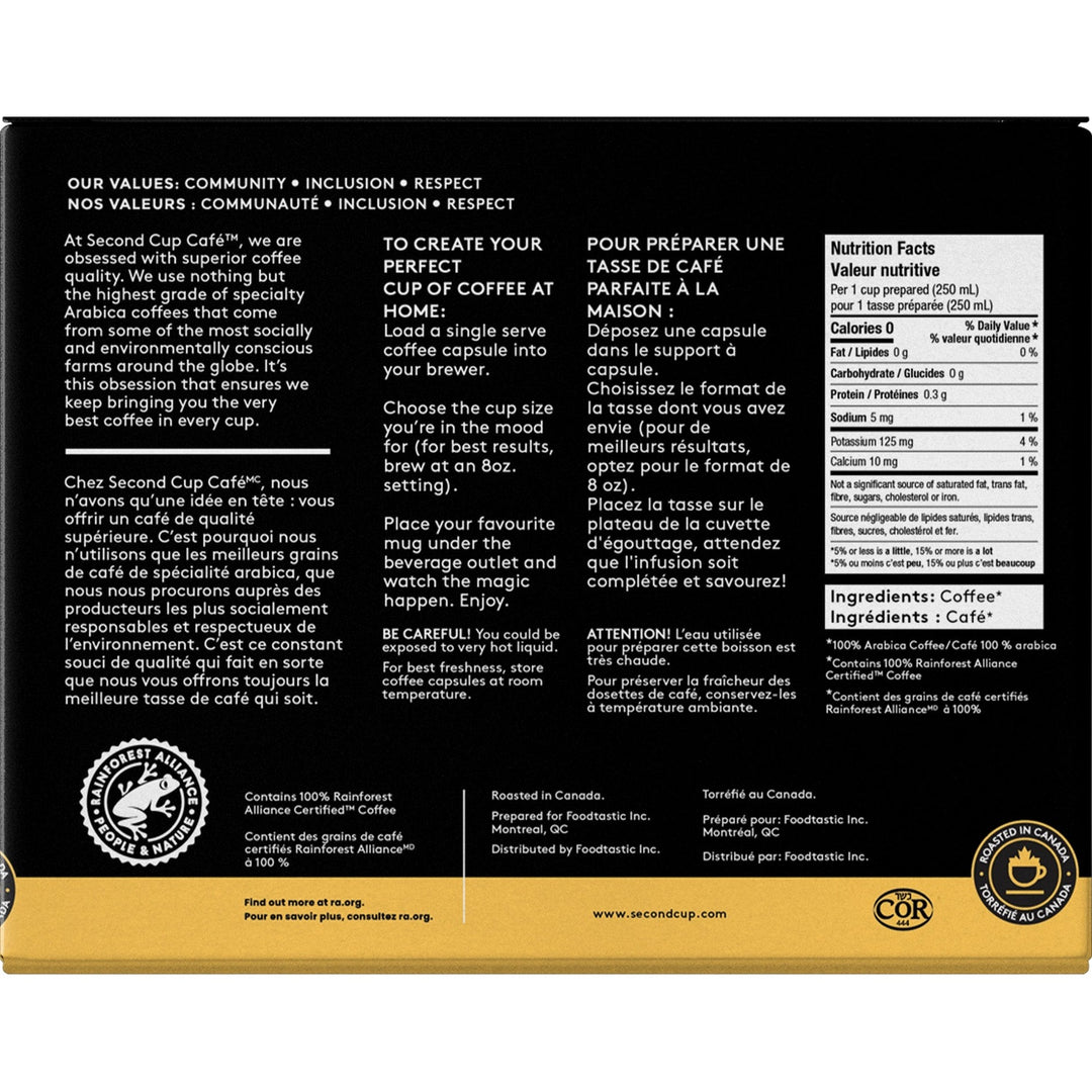 Second Cup Paradiso Dark Roast Single Serve Coffee 24 Pack