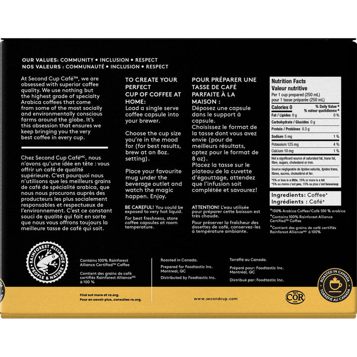 Second Cup Paradiso Dark Roast Single Serve Coffee 24 Pack