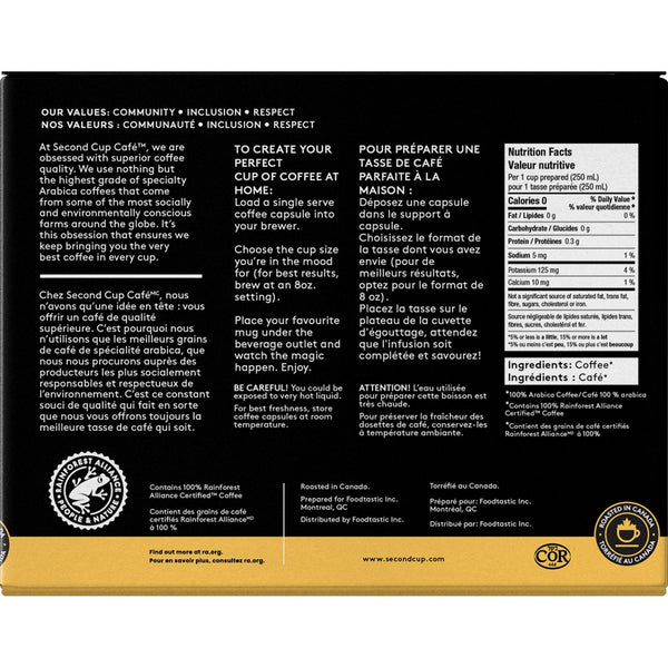 Second Cup Paradiso Dark Roast Single Serve Coffee 24 Pack
