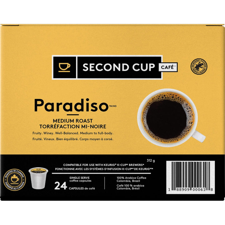Second Cup Paradiso Medium Roast Single Serve Coffee 24 Pack