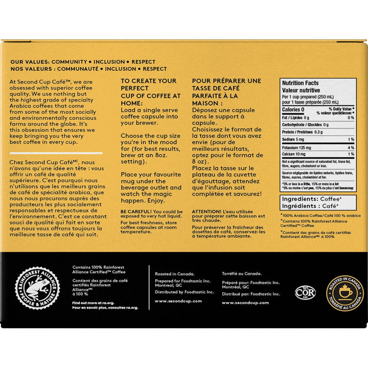 Second Cup Paradiso Medium Roast Single Serve Coffee 24 Pack