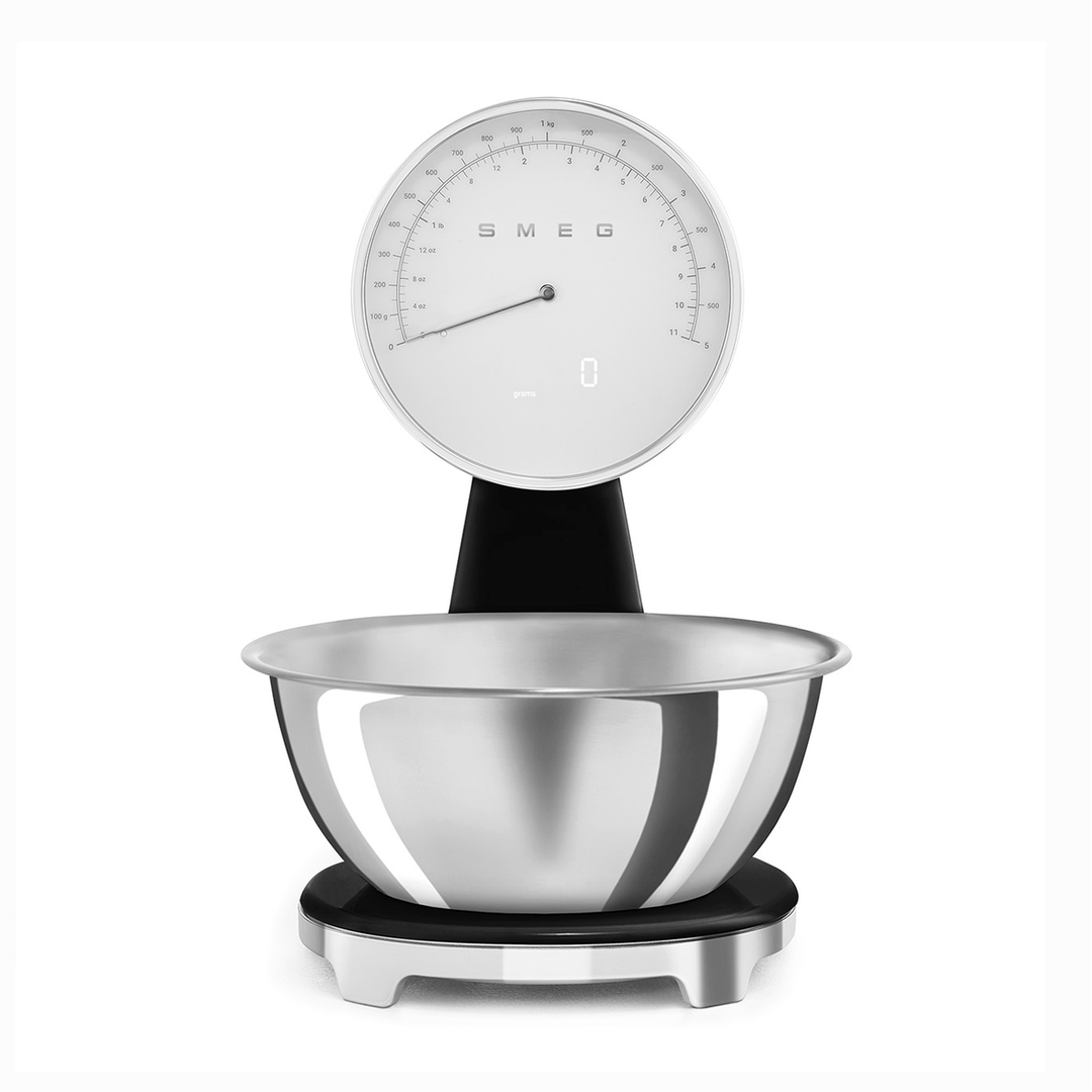 Smeg Analog and Digital Kitchen Scale, Black 