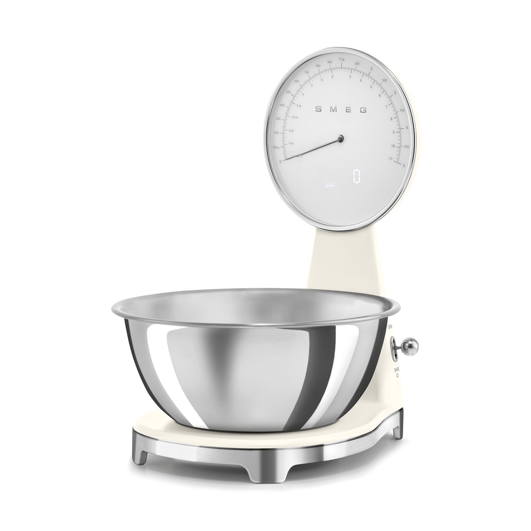 Smeg Analog and Digital Kitchen Scale, Cream 