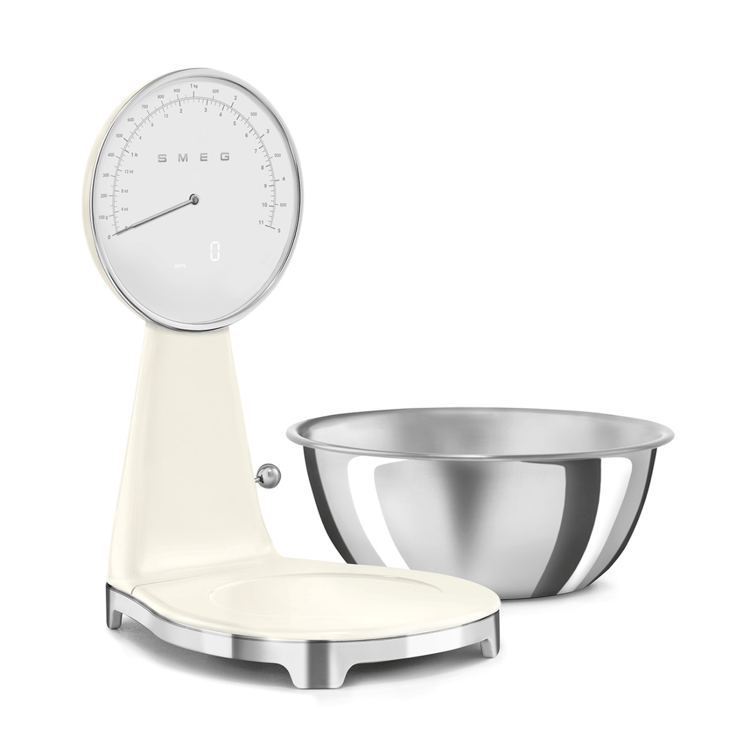 Smeg Analog and Digital Kitchen Scale, Cream 