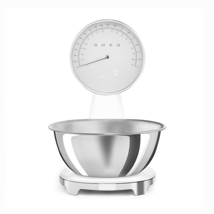 Smeg Analog and Digital Kitchen Scale, White 