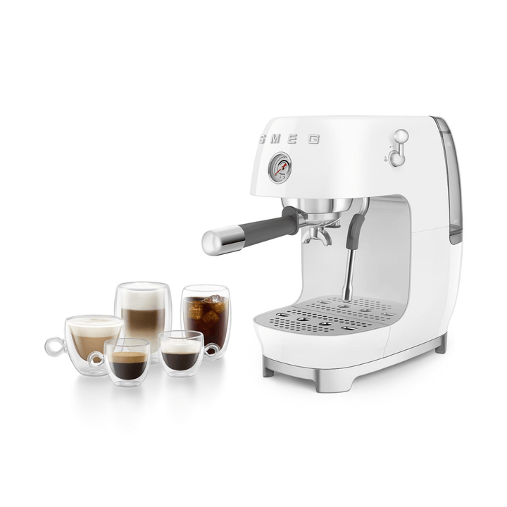 Smeg Manual Espresso Coffee Machine With Cold Brew, White 