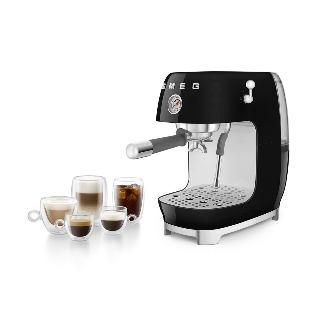 Smeg Manual Espresso Coffee Machine With Cold Brew, Black 