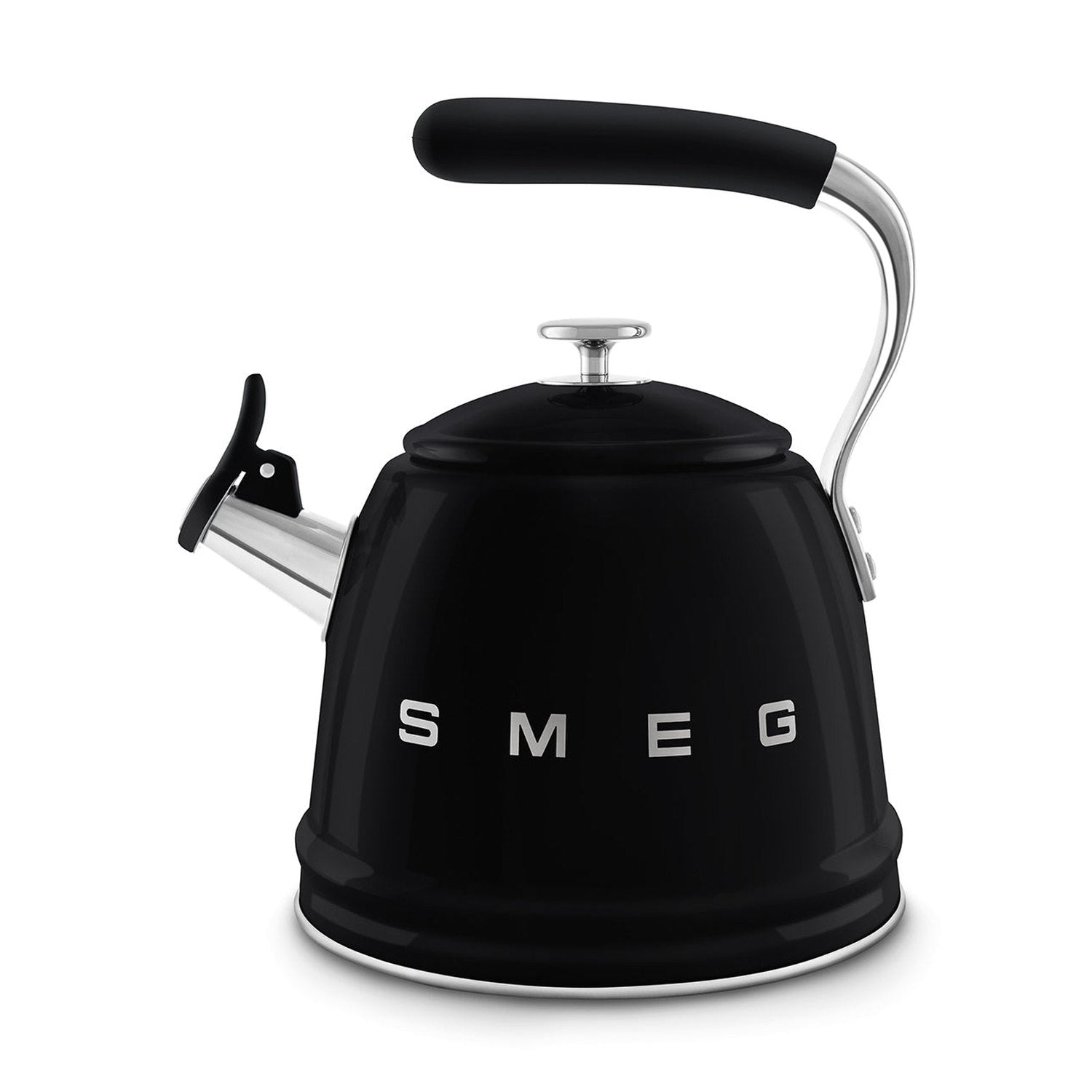 Smeg Retro Style Whistling Kettle 2.3L, Glossy Black