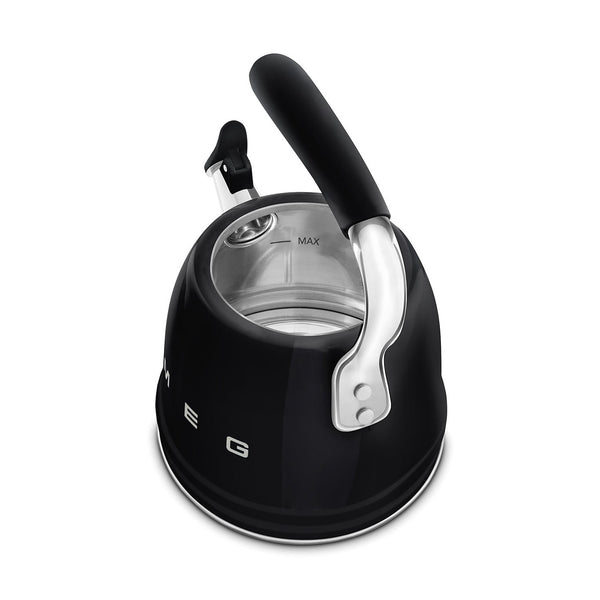 Smeg Retro Style Whistling Kettle 2.3L, Glossy Black