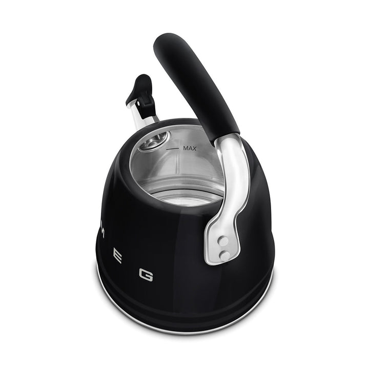 Smeg Retro Style Whistling Kettle 2.3L, Glossy Black
