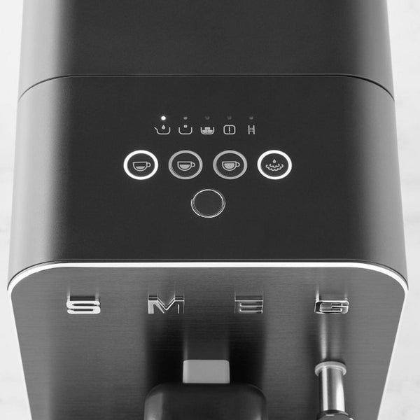 Smeg Super Automatic Espresso Machine with Steam Wand, Full Black #BCC12FBMUS