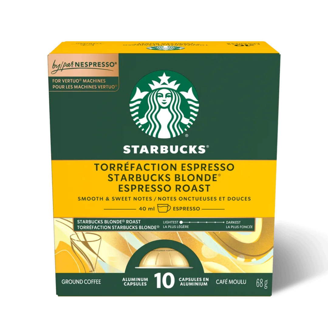 Starbucks Blonde Espresso Roast 40ml Nespresso® VertuoLine Compatible Capsules, 10 Pack