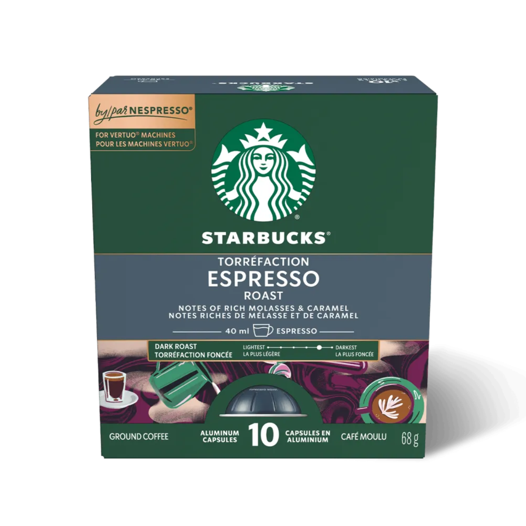 Starbucks Espresso Roast 40ml Nespresso® VertuoLine Compatible Capsules, 10 Pack