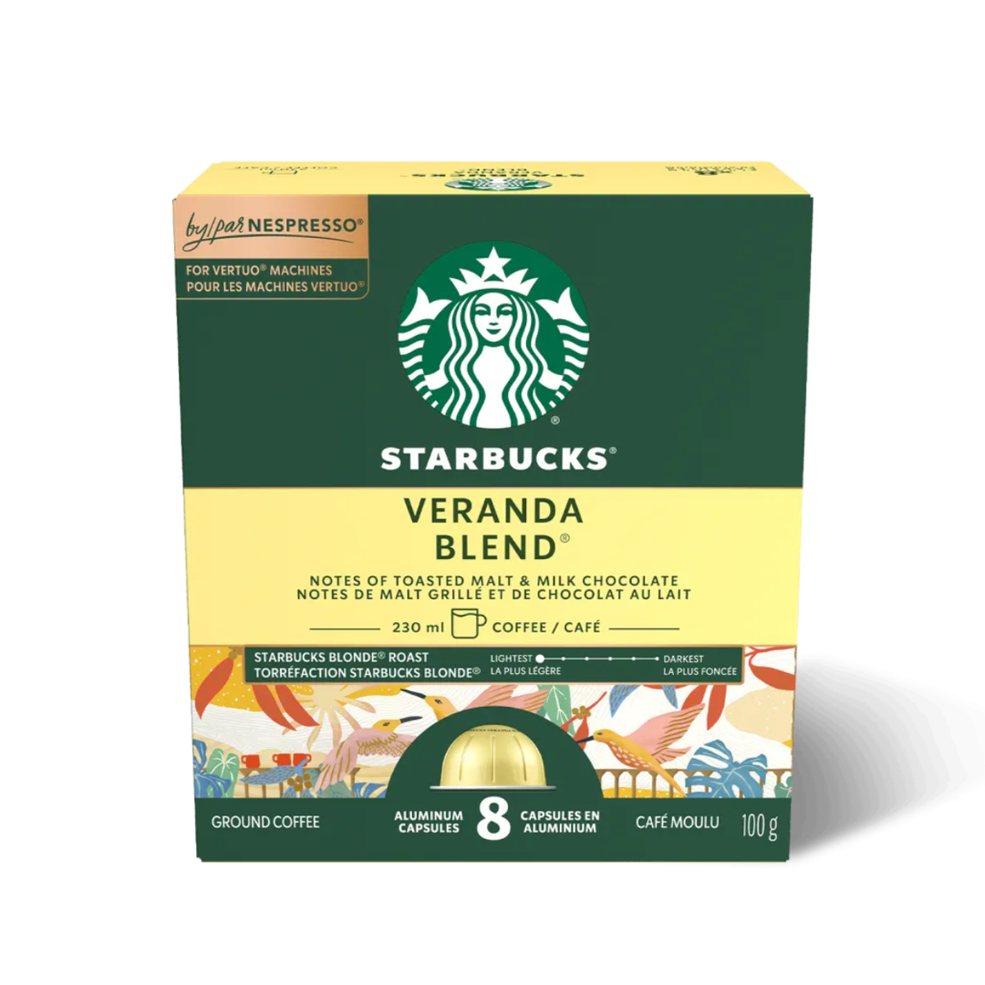 Starbucks Veranda 230ml Coffee Nespresso® VertuoLine Compatible Capsules, 8 Pack