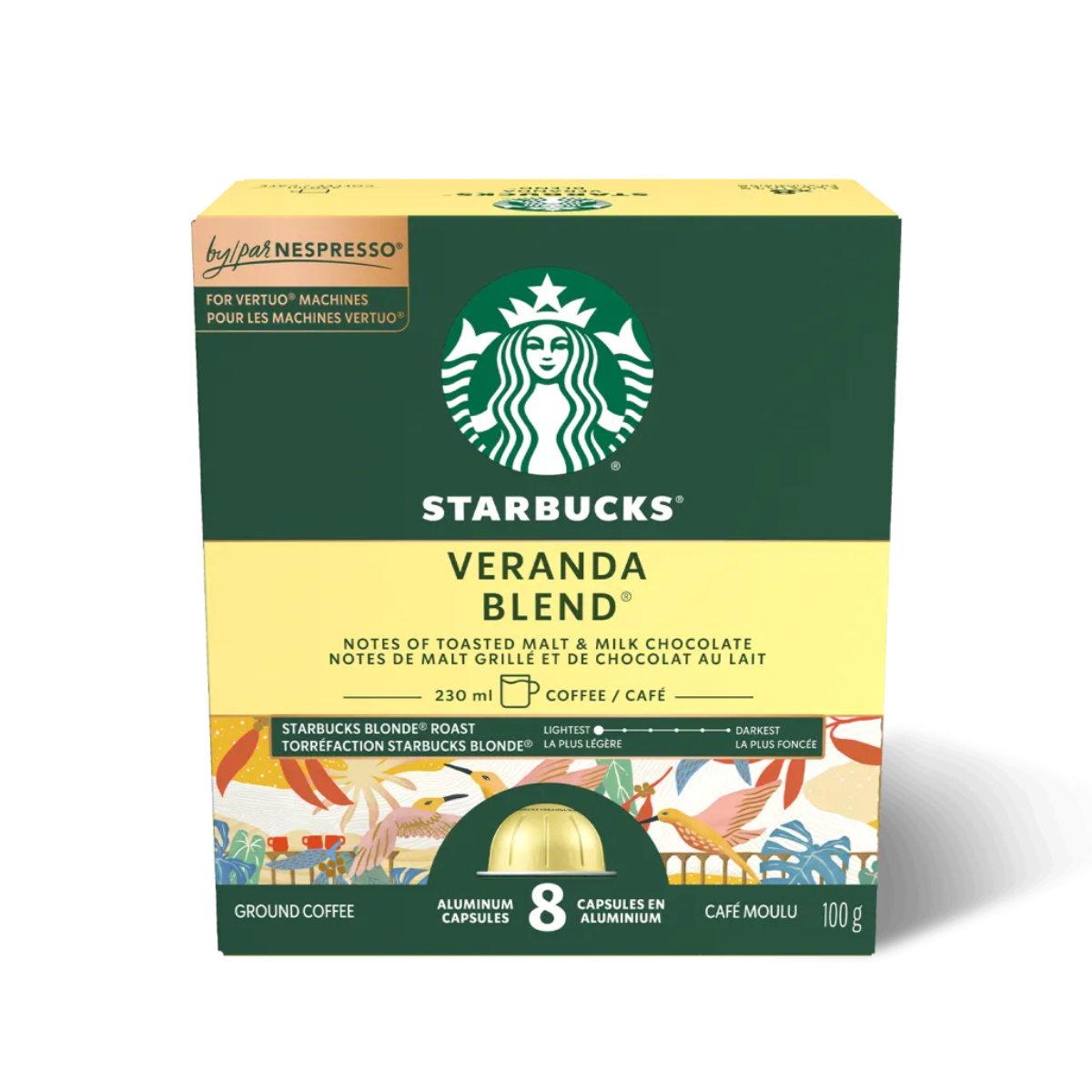 Starbucks Veranda 230ml Coffee Nespresso® VertuoLine Compatible Capsules, 8 Pack