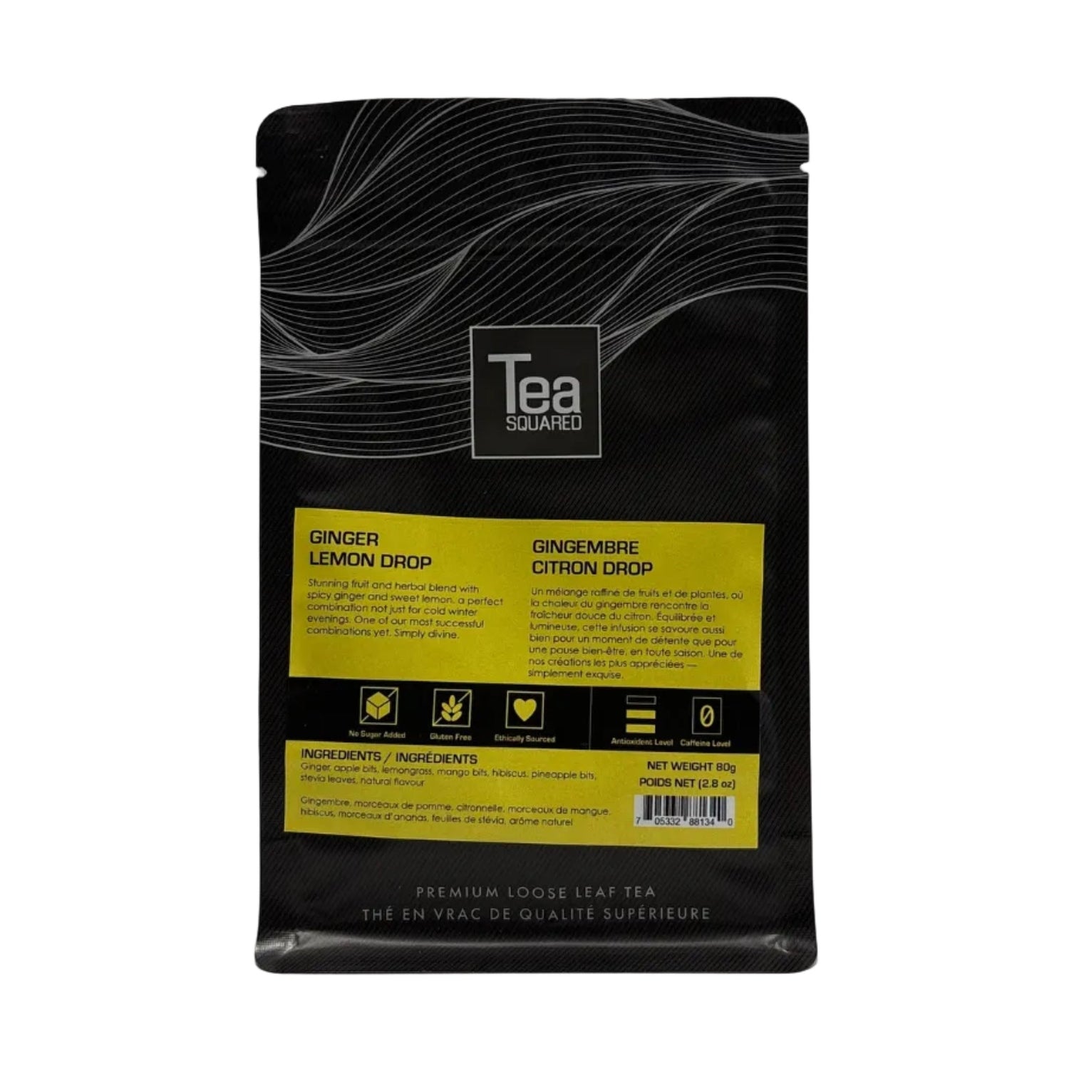 Tea Squared Loose Leaf Ginger Lemon Drop Tea, 80g