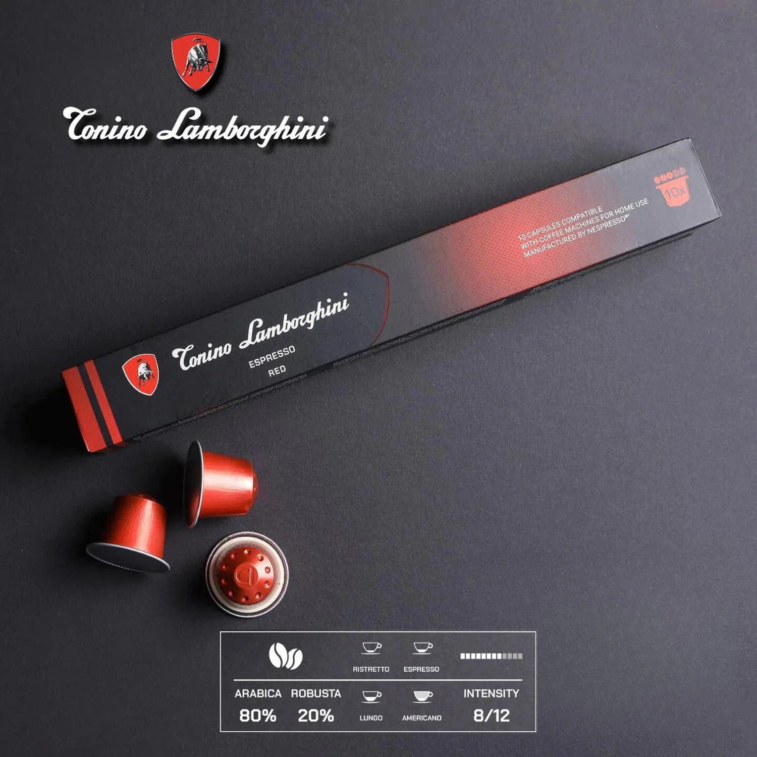 Tonino Lamborghini Red Blend Dark Roast Nespresso® Compatible Capsules, 10 Pack