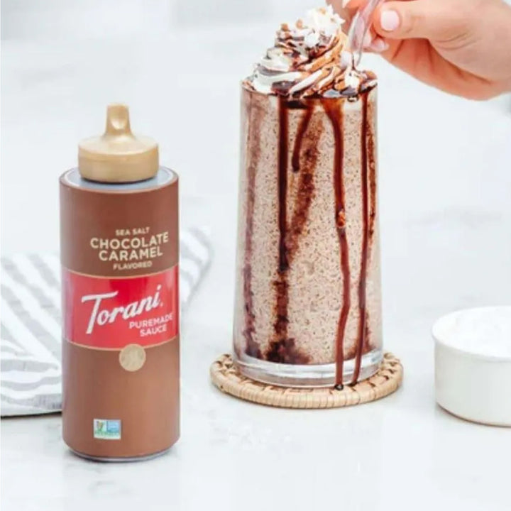 Torani Puremade Salted Chocolate Caramel Sauce, 16.5 oz.