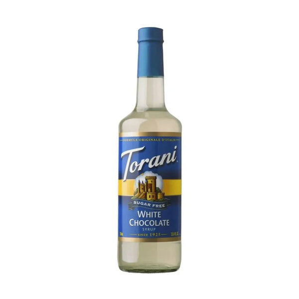 Torani Sugar Free White Chocolate Syrup 750ml Glass Bottle