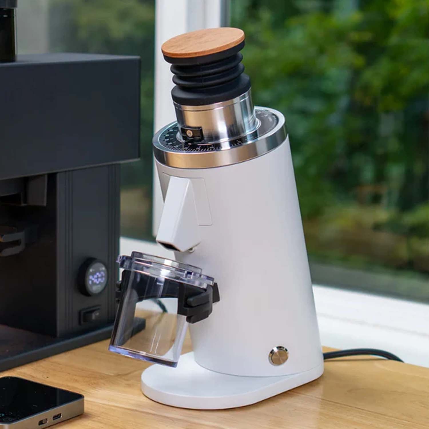 Turin DF54 V3 Single Dose Coffee Grinder with Red Titanium Burrs, White