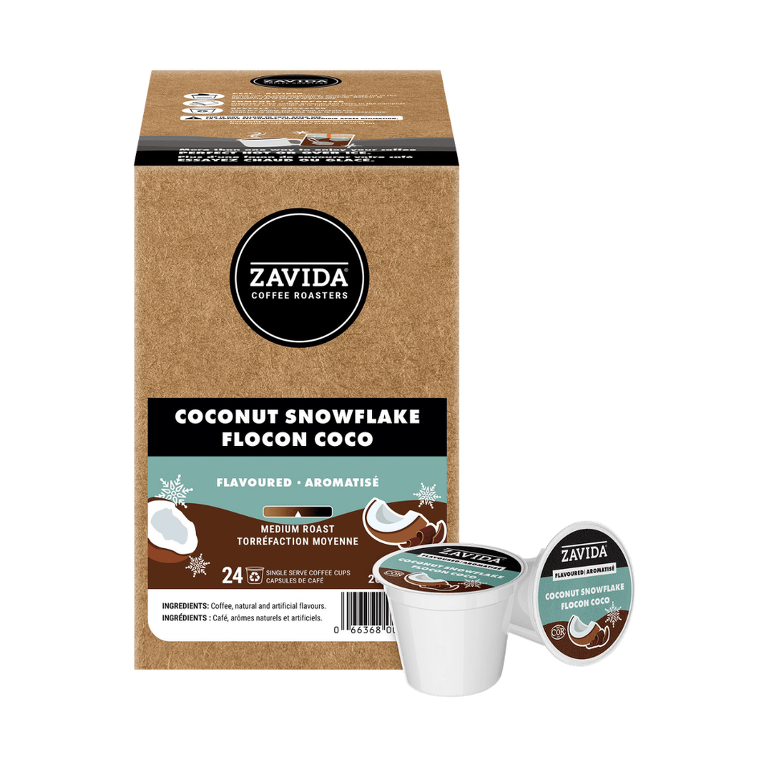 Zavida Coconut Snowflake Single Serve Coffee 24 Pack