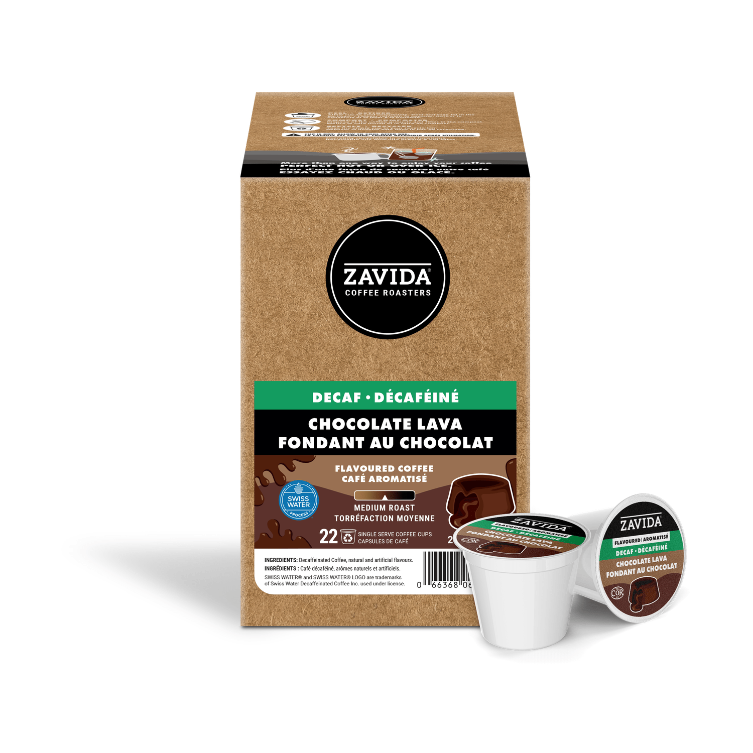 Zavida Decaf Chocolate Lava Single Serve Coffee, 22 Pack