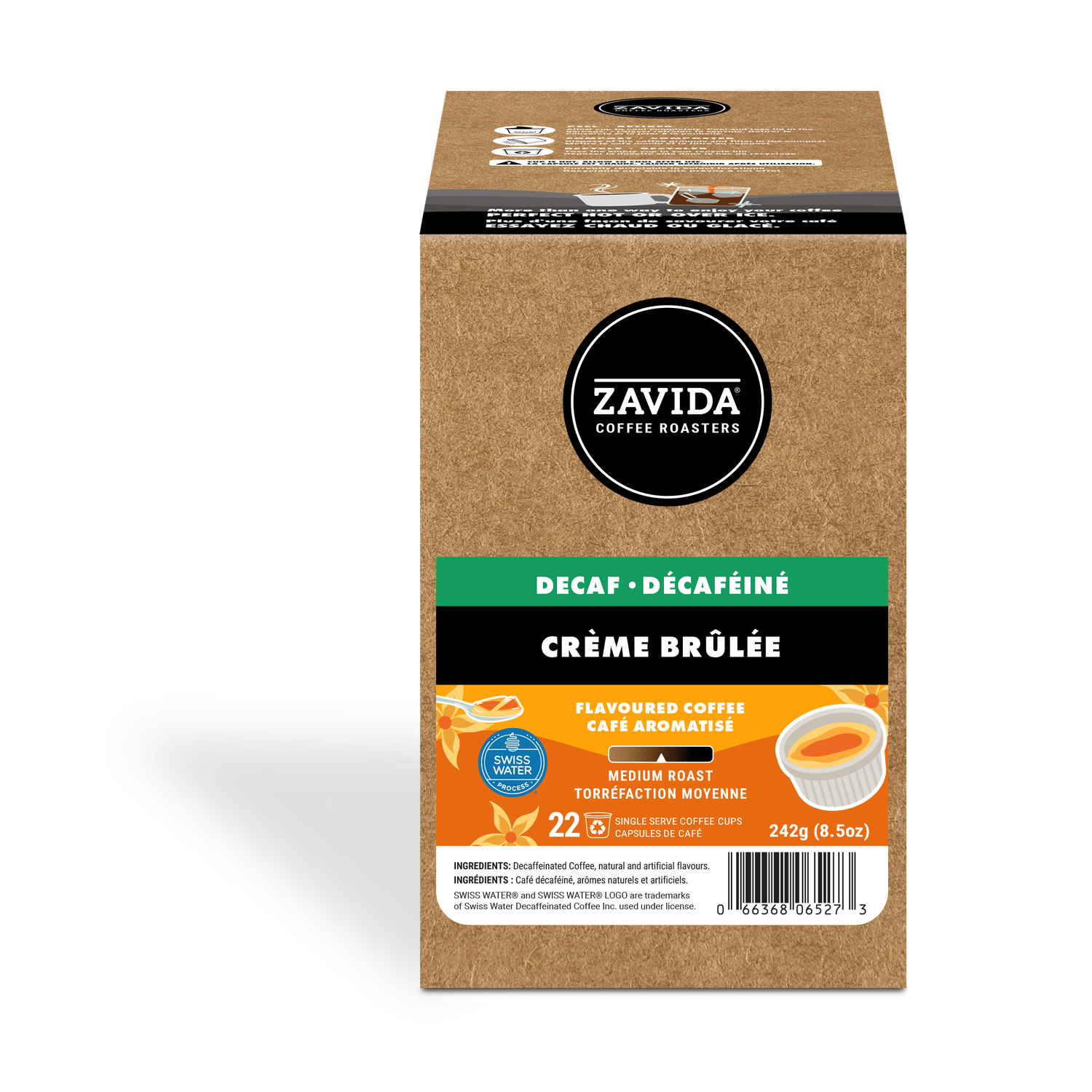 Zavida Decaf Creme Brulee Single Serve Coffee, 22 Pack