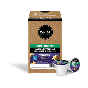 Zavida Decaf Hazelnut Vanilla Single Serve Coffee, 22 Pack