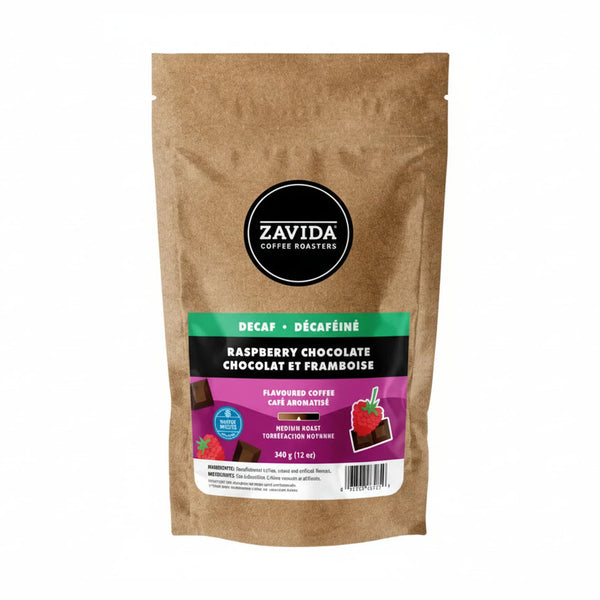 Zavida Decaf Raspberry Chocolate Whole Bean Flavoured Coffee, 12oz