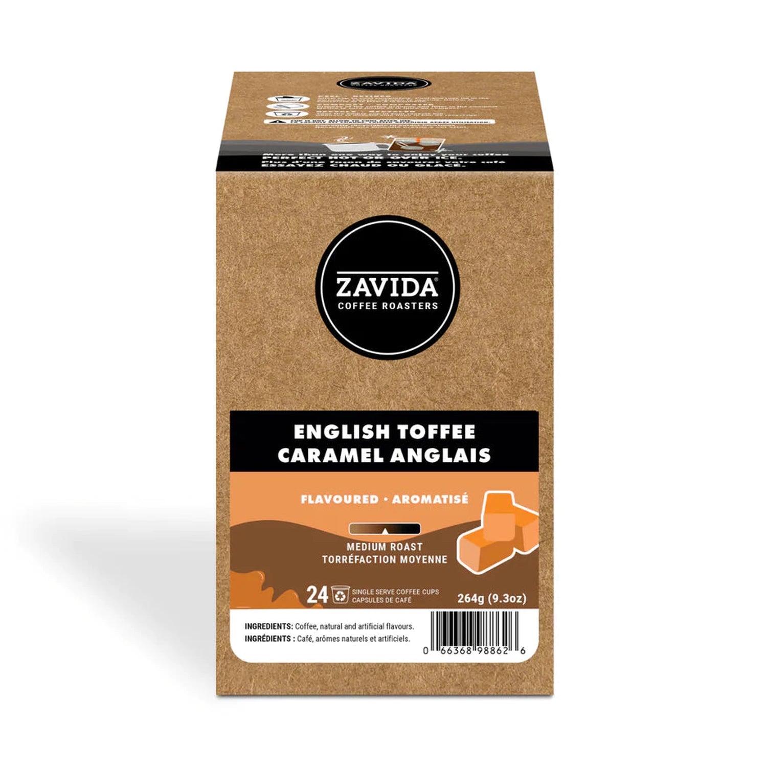 Zavida English Toffee Single Serve Coffee 24 Pack