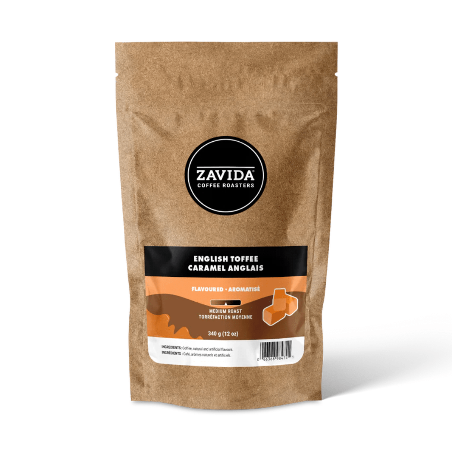 Zavida English Toffee Whole Bean Coffee, 12 oz.