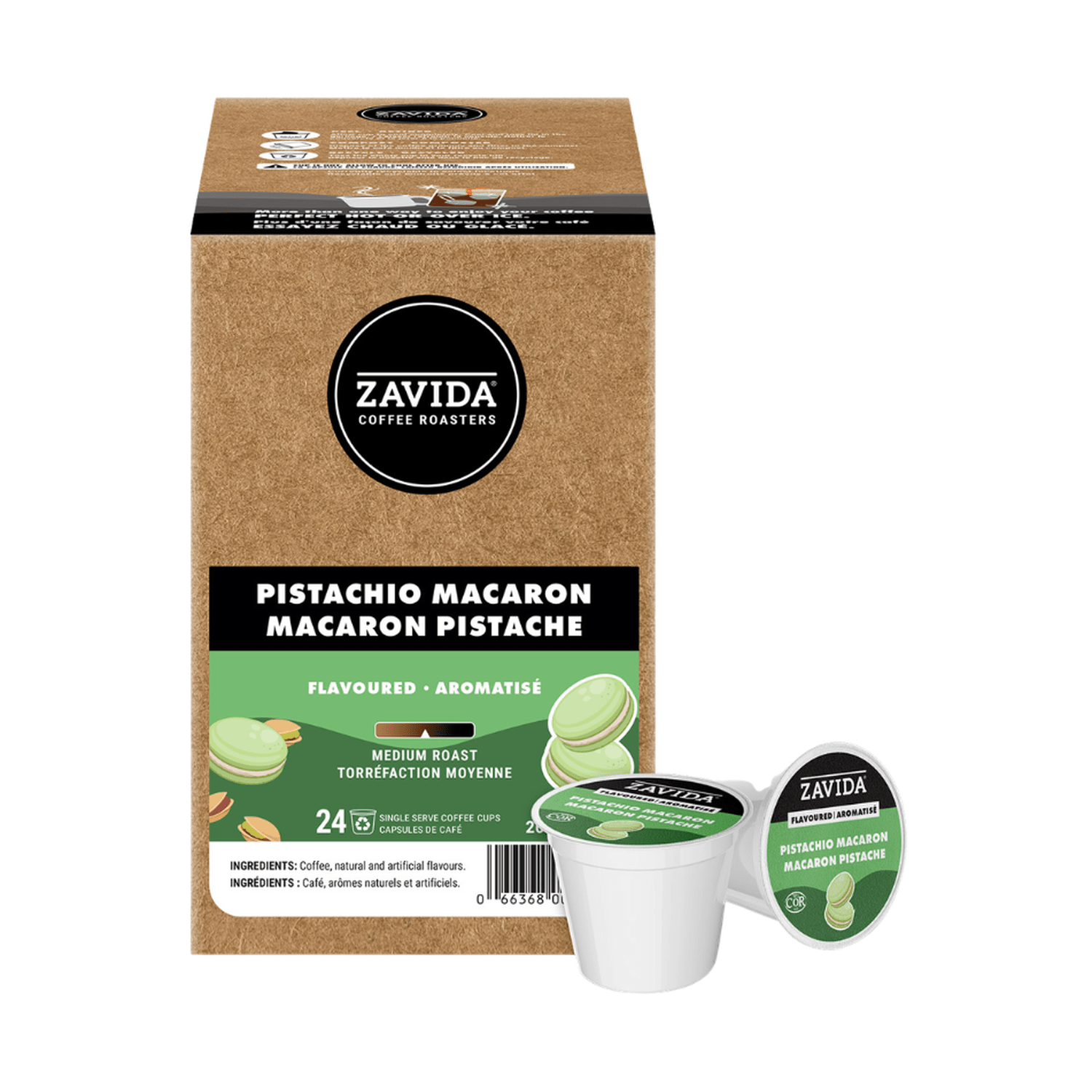 Zavida Pistachio Macaron Single Serve Coffee 24 Pack