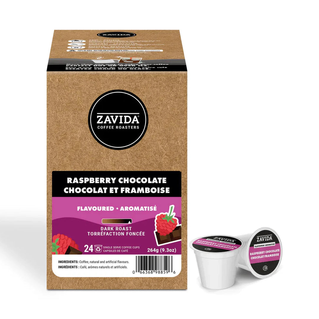 Zavida Raspberry Chocolate Dark Roast Single Serve Coffee 24 Pack