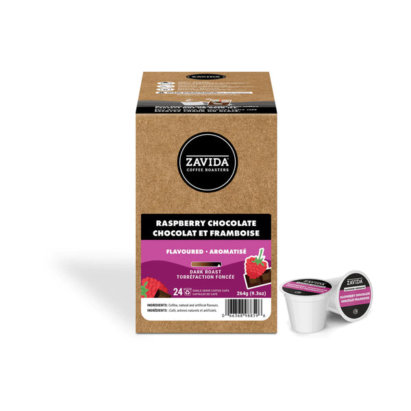 Zavida Raspberry Chocolate Dark Roast Single Serve Coffee 24 Pack