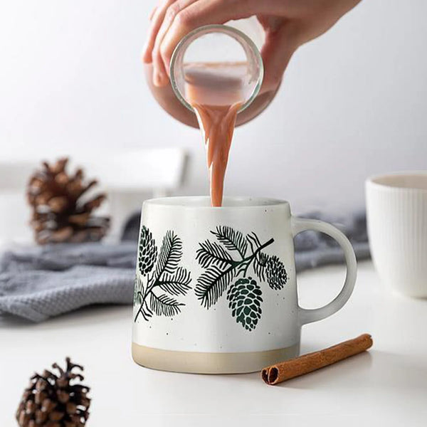 Abbott White Pinecone Holiday Mug, 14 oz.