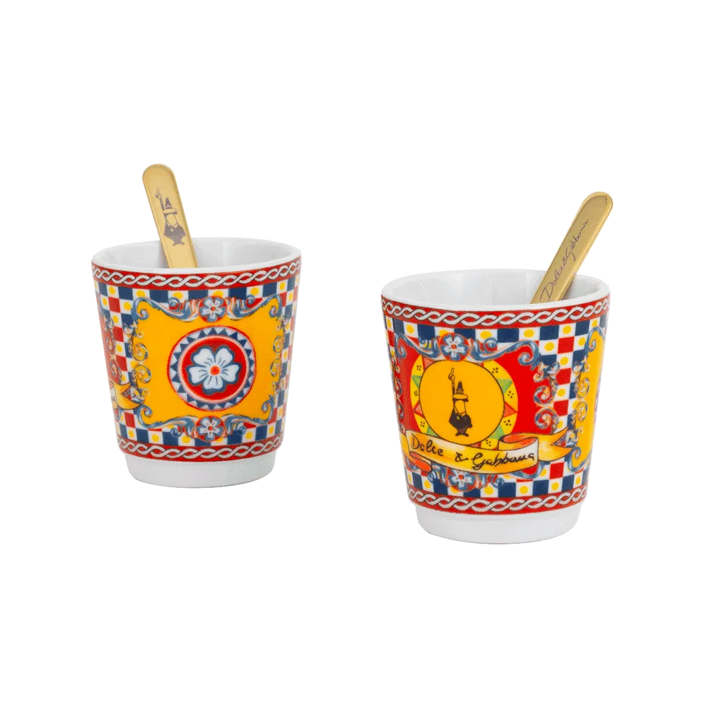 Bialetti Dolce Gabbana Sicilian Cart Moka Express Cups Stirrer Gift ECS Coffee