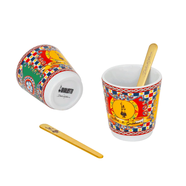 Bialetti Dolce&Gabanna Sicilian Cart Moka Express, Cups & Stirrer Gift Set