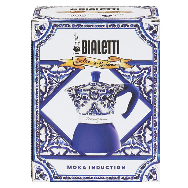 Bialetti Dolce&Gabanna Moka Induction 4 Cup Coffee Maker, Mediterranean Blue