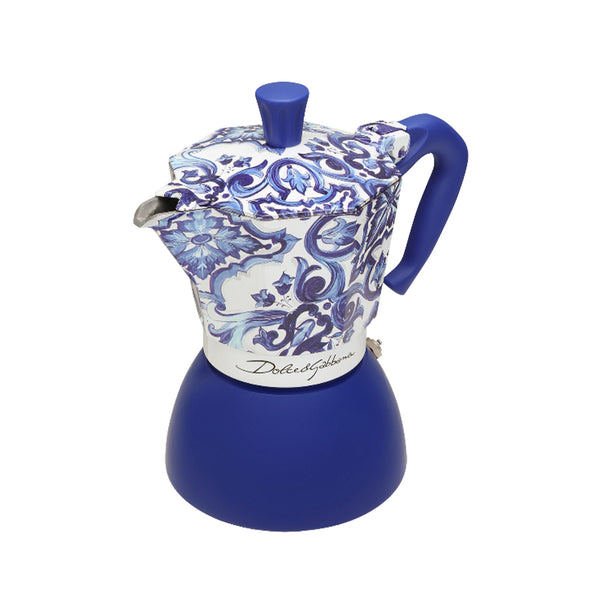 Bialetti Dolce&Gabanna Moka Induction 6 Cup Coffee Maker, Mediterranean Blue