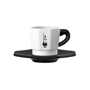 Bialetti Octagonal Black & White Coffee Cups, Set of 4