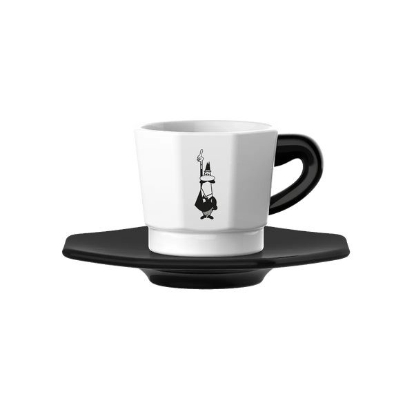 Bialetti Octagonal Black & White Coffee Cups, Set of 4