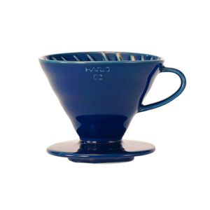 Hario V60-02 Ceramic Coffee Dripper, Indigo Blue