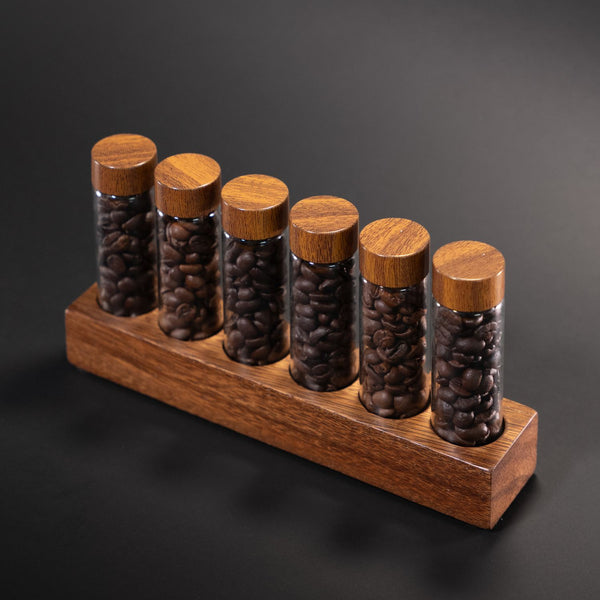 I.XXI Coffee Bean Tube Display 6 Pack with stand