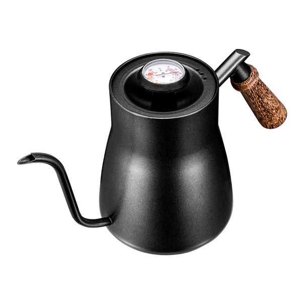 I.XXI Gooseneck Kettle Rosewood handle with Thermometer, Black