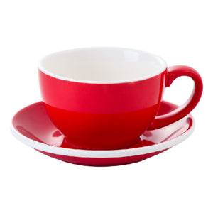 I.XXI Ceramic Latte Mug with Saucer 350ml, Red