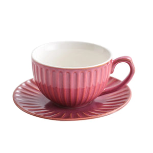 I.XXI Striped Coffee Mug with Saucer 300ml, Pink