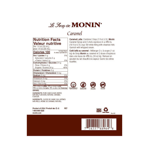 Monin Caramel Syrup, 1 L